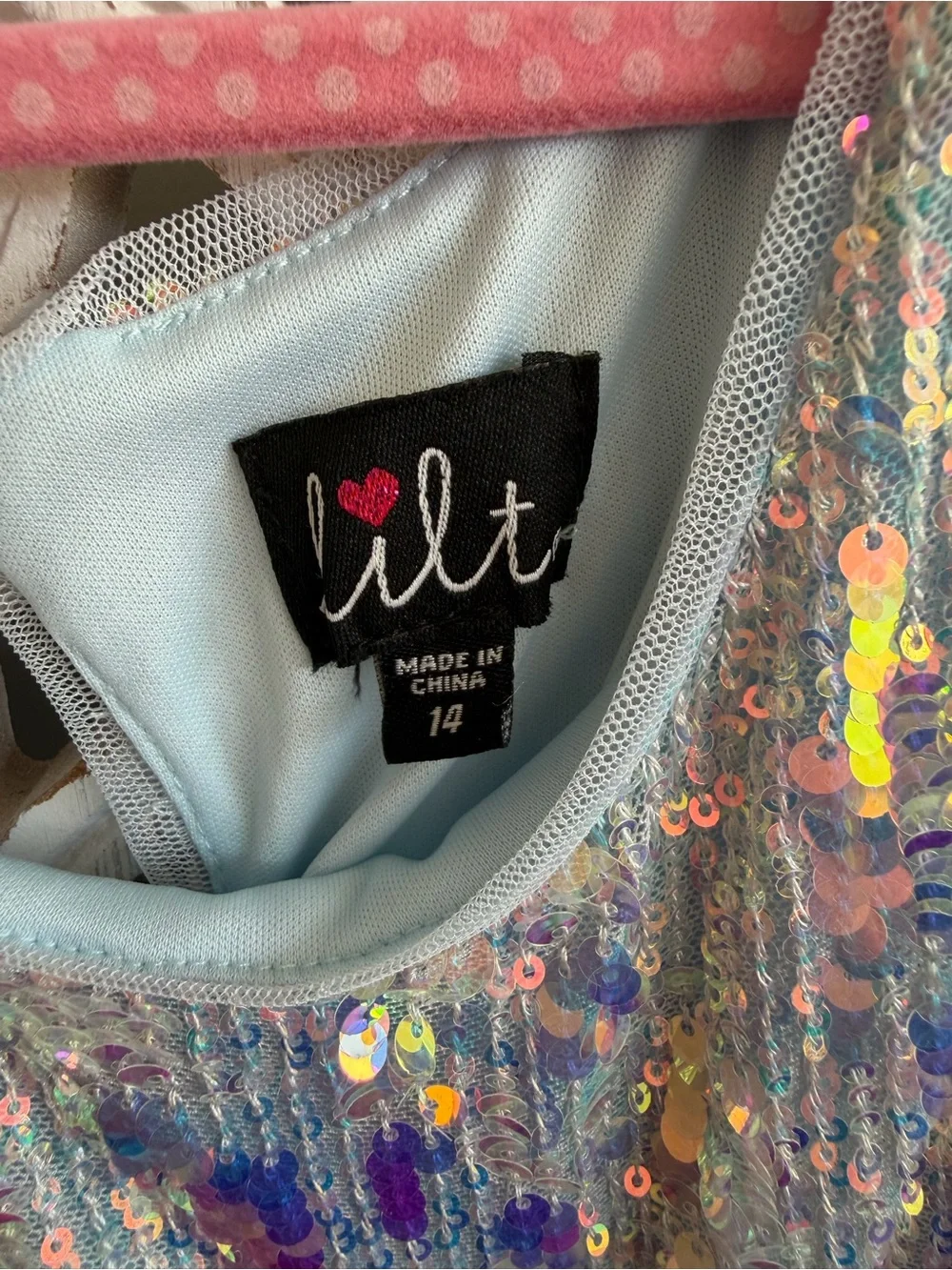 Lilt Girls Size 14 Iridescent Sequin Mermaid Shift Dress